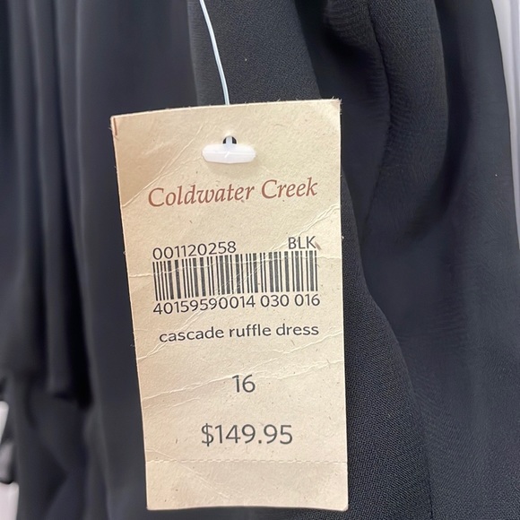 🎉🥳Coldwater Creek black cascade ruffle dress.  16 - Picture 7 of 7